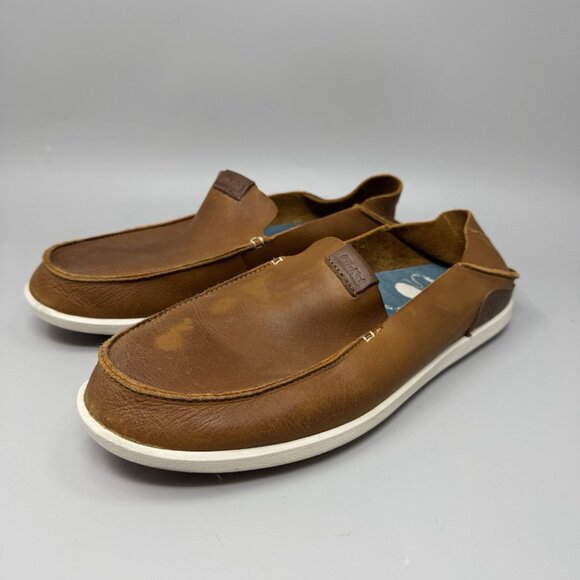 OluKai Nalukai Slip-On Men\'s Size 10 Brown Leather Casual Loafers main image 8